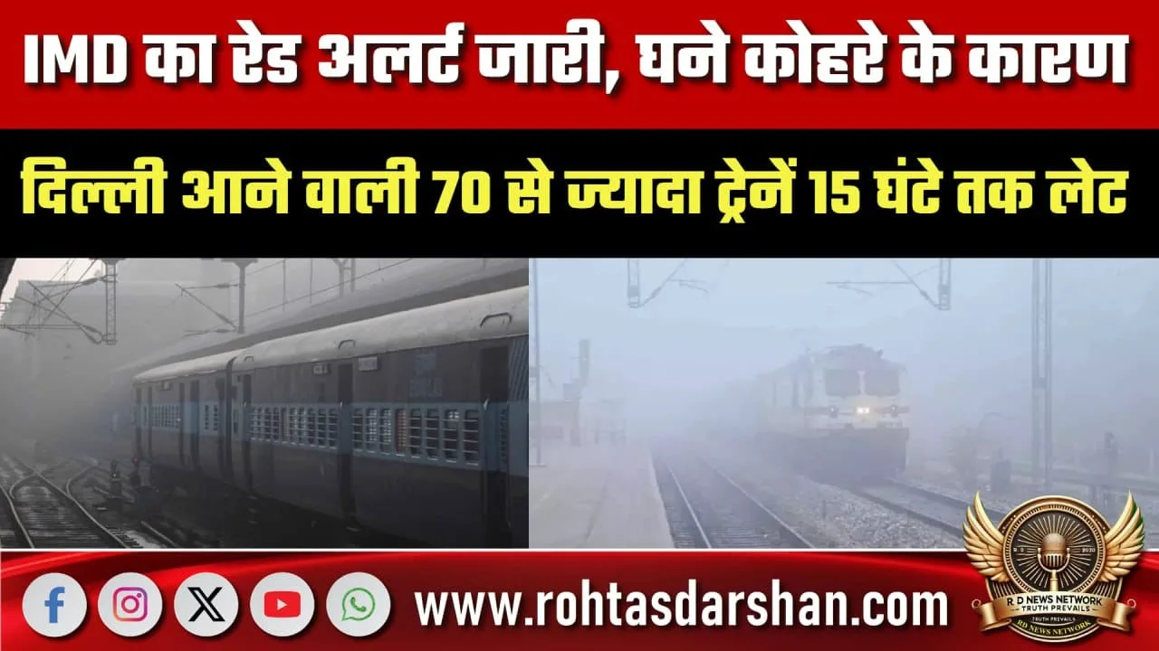 IMD Red Alert कोहरे से Delhi ट्रेनें लेट
