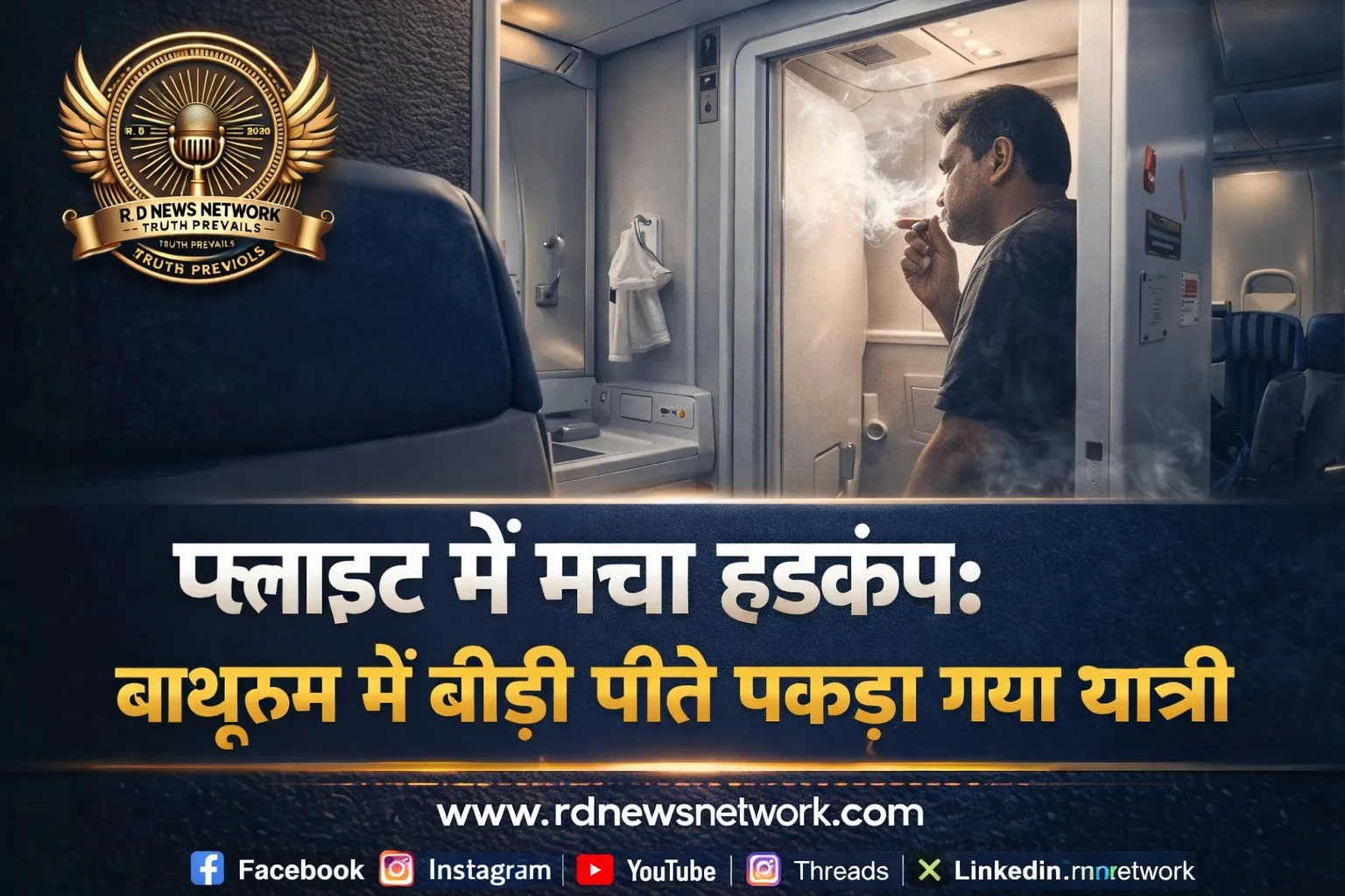 फ्लाइट के बाथरूम में बीड़ी पीता यात्री पकड़ा, गोवा में गिरफ्तारी